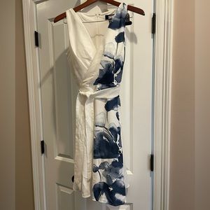 DKNY Floral Dress 6 Crepe Sleeveless Drapey